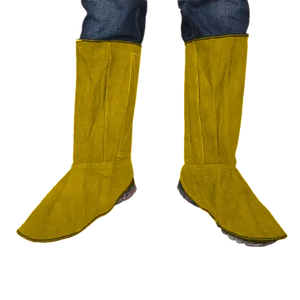 Leather Welding <b>Spats</b> Fire Resistant Welding <b>Shoes</b> Boot Cover Heat Resistant Working Protective Foot Cover Welding Leg Guard - Product Image 2