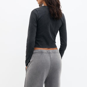 Top de tela de punto de patrón sólido informal personalizable de alta calidad para mujer con conjuntos de impresión Digital para mujer - Product Image 5