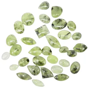Natural Gemstone Prehnite 32 Pcs 100 Gram Mix Cabochon Gemstone For Jewelry SI0590