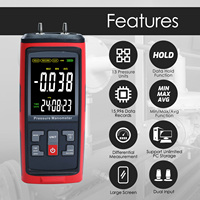 Manomètre de pression d'air numérique Portable de haute précision 50Kpa grand LCD Max Min Avg manomètre différentiel de pression manomètre d'enregistrement de données