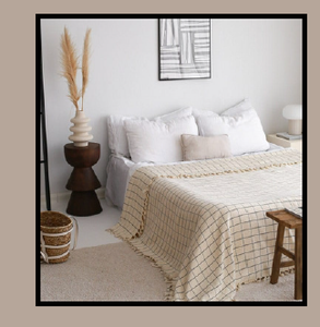 Couvre-lit en coton naturel à 100% à carreaux blancs et noirs Jeté tissé léger 200x240 cm 79x95 pouces - Product Image 4