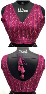 Chemisier moderne à col en V pour les mariages Design tissé à la mode avec paillettes multicolores colorées et décoration brodée - Product Image 3