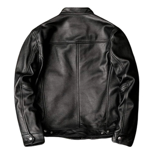 High Quality <b>Men's</b> Winter Leather <b>Jacket</b> with Zipper Front Pattern Dyed Fabric <b>Long</b> Sleeve - Product Image 6