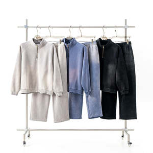 Sweat-shirt sport surdimensionné à fermeture éclair sur le côté, 100% coton, survêtement, personnalisé, unisexe, ample, vintage, délavé, sweat-shirt à demi-zip - Product Image 6