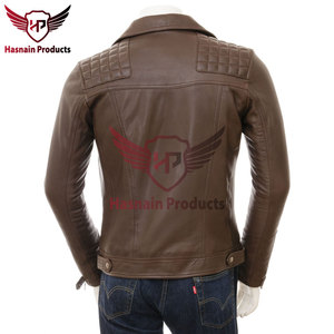Veste de motard en cuir denim marron de qualité supérieure pour hommes, coupe personnalisable, vêtements d'extérieur de moto de style vintage pour l'hiver - Product Image 5