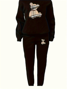 Conjunto de sudadera con estampado de capucha para mujer Ropa informal cómoda de ajuste holgado Hecho en China Tamaño europeo transfronterizo - Product Image 4