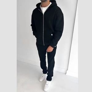 Ensemble de survêtement de sport actif 2 pièces pour hommes, de bonne qualité, fermeture éclair intégrale, prix de gros, OEM, impression écologique - Product Image 2