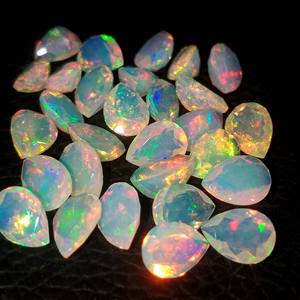 Lot de pierres précieuses d'opale éthiopienne rougeoyante Lot d'opale à facettes incroyable Gemmes d'opale de feu multiples Gemmes polies en forme de poire pour la fabrication de bijoux - Product Image 2