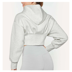 Sweat à capuche de haute qualité pour femmes, longueur régulière, respirant, polyester/coton, logo frontal, pour la salle de sport, le yoga, le sport, la remise en forme - Product Image 2