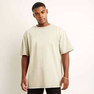 100% algodón al por mayor algodón orgánico Logo personalizado camiseta hombro caído camiseta de gran tamaño en blanco lavado ácido camiseta para hombres - Product Image 1