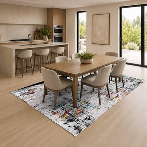 RUGS DEPOT LXDP-0891 Großhandel Grau-Silber Zeitgenössischer Abstrakter Digital Bedruckter Maschinenwaschbarer Chenille-Teppich Rutschfest - Product Image 4