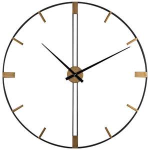 AK Latón Diseño de lujo Hierro Reloj de pared de lujo Forma redonda Reloj con acabado negro Sala de estar Decoración de pared simple Reloj de metal indio - Product Image 3