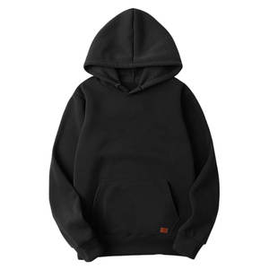 Haute qualité surdimensionné hommes hiver chaud solide coton polaire pull à capuche noir Logo personnalisé imprimé épais polaire-sweats à capuche - Product Image 4