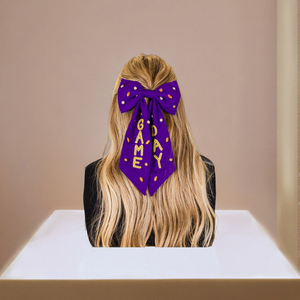 Indian Handcrafted Sports Game Day Letter Beaded Rhinestone Gemstone Embroidered Bow Hair <b>Clip</b> <b>Barrette</b> <b>Barrettes</b> Headbands - Product Image 1