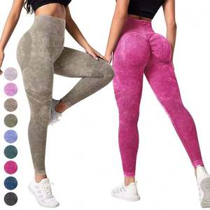 Washed <b>Scrubbed</b> Hollow Out Tight Pants Women High Waist Soft Stretchy Tie Dye Leggings Marble Seamless Scrunch Yoga Leggings - Product Image 6