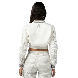 Femmes décontracté Letterman cuir recadrée Varsity veste personnalisé polaire hiver manteau nouveau Style vêtements pour dames - Product Image 5