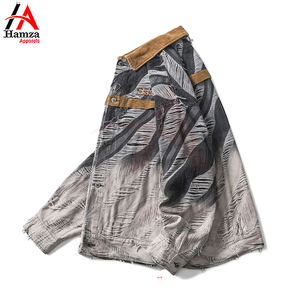 Chaqueta vaquera degradada desgastada personalizada | Ropa informal de moda | Chaqueta vaquera de textura rota de moda para hombres y mujeres - Product Image 5