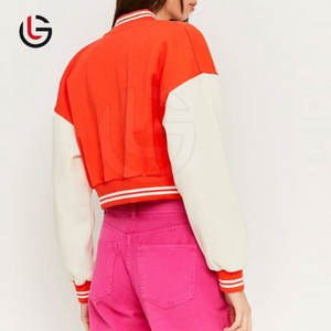 Best Quality Custom Made Women Cropped Letterman Jacket Quick Dry Cropped Letterman Jacket - Product Image 4