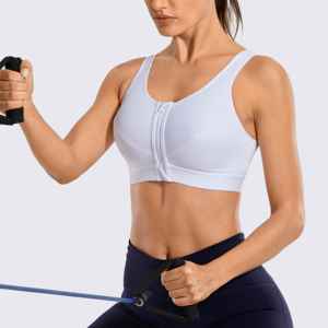Custom Women Front Zipper High Support Sports Bra Wholesale Breathable Mesh Yoga Fitness Running Gym Workout Activewear Bra <b>Top</b> - Product Image 3