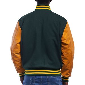 Dartmouth เสื้อแจ็กเก็ตสไตล์ Letterman,เสื้อแจ็กเก็ตเบสบอลแขนสีเขียวผ้ากำมะหยี่สำหรับใส่ทำงาน - Product Image 2