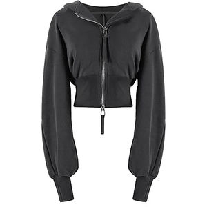 New High Quality Cotton Women's <b>Crop</b> <b>Top</b> Zipper Hoodie 100% Cotton Long <b>Sleeve</b> Casual Fashion for Winter 2026 <b>With</b> Front Logo - Product Image 5