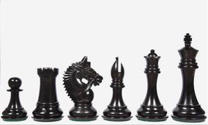 Jeu d'échecs américain artisanal de luxe tendance en ébène et bois de laurier triplement lesté, pièces de 4,2 pouces de hauteur - Product Image 5