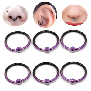 18G Purple Captive Bead Surgical Steel Nose Piercing Jewelry Septum Rings
