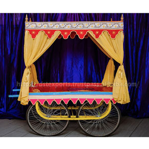 Carrito de Servicio de Alimentos de Madera de Teca, Estilo Indio Desi, Elegante, Profesional, Colorido, para Decoración de Bodas Mehndi, Ligero - Product Image 1