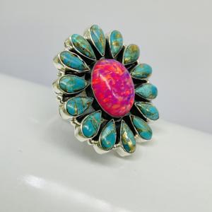 แหวนออโรร่าโอปอลและเทอร์คอยส์แหวนแฟชั่นแหวนแต่งงานแหวนหมั้นแหวนดีไซน์925แหวนเงินสเตอร์ลิง - Product Image 6