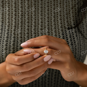 วินเทจอาร์ตเดคโคโมอิสซาไนต์แหวนแต่งงานแบบหนึ่งรูปแบบแหวนลูกแพร์ตัดเพชรเม็ดเดียวกับสายทองที่ได้รับการรับรอง - Product Image 5