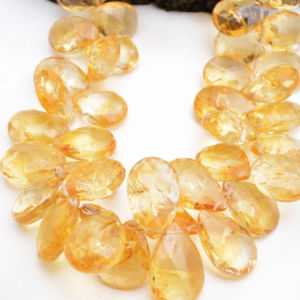 ลูกปัดซิทรินทรงหยดน้ำเจียระไนขนาด 8 นิ้ว l ลูกปัดซิทรินทรงหยดน้ำเจียระไนจากธรรมชาติสำหรับทำเครื่องประดับอัญมณีชั้นดี - Product Image 1