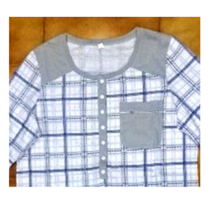 Chemise de nuit élégante pour femme en coton 100% 150 Gsm entièrement imprimée avec épaules contrastées, poches, patte de boutonnage, manches longues, douce - Product Image 2