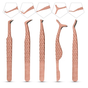 Pince à épiler d'extension de cils en or rose personnalisée fixation forte applicateurs de cils en fibre mince marque privée fabriquée en acier inoxydable pointu - Product Image 2