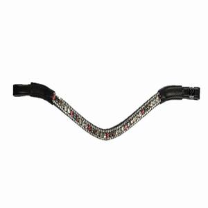 Personalizado Multicolor Tres Filas Cristales Diamante Bling cadena Forma Curva Negro Inglés Cuero Caballo ceja banda para brida - Product Image 2