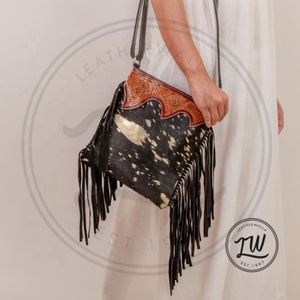 Genuine <b>Leather</b> <b>Tooling</b> carving stitch Handmade Tassel Crossbody Bag Daily Used High Quality Latest Fashion <b>Leather</b> Bag Women - Product Image 3