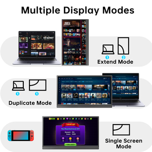 Monitor Portátil para Juegos LED FHD de 15.6 Pulgadas con Altavoces HD HDR, Doble USB-C Plug and Play, Aplicación Móvil, Resolución 1920x1080 - Product Image 6