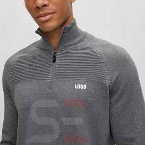 Pull tricoté léger zippé de luxe personnalisé à la mode pour hommes Pull uni vierge de haute qualité Slim Fit en polaire Quarter Zip Pull - Product Image 2