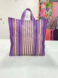 Nylon reciclado tejido PP reutilizable ecológico sostenible bolsas de compras patrón de rayas mango cierre de cremallera India a granel - Product Image 5