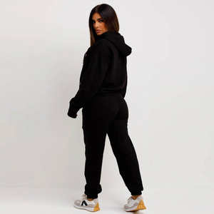 Vente chaude femmes à la mode hiver survêtement nouveau Design col à capuche respirant 100% coton tenue écologique couleur unie - Product Image 4