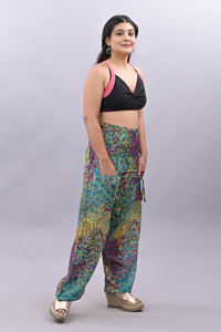 Pantalones de pierna ancha de cintura alta de alta calidad, pantalones con estampado de algodón para mujer, pantalones de estilo recto con estampado de patrón personalizado con bolsillo - Product Image 4