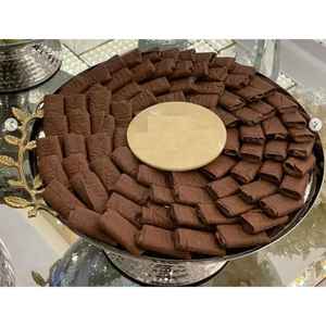 Plateau en métal chocolat pour la décoration et les articles de fête Plateau de service de marchandises de mariage avec plateau de service en argent et de couleur antique attrayant - Product Image 1