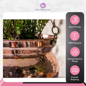 Increíble oferta en calidad probada Origen DE LA India Martillado Sólido 100% Cobre puro Colgante Maceta Tazón para decoración del hogar a precio a granel - Product Image 5