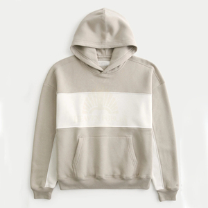 Sweat à capuche en coton biologique 100% pour hommes avec bloc de couleur personnalisable avec logo et emballage de marque personnalisés - Product Image 5