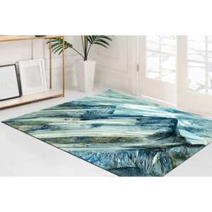 Alfombra con Diseño de Montaña Abstracta, Alfombra Impresa, Decoración Moderna con Toques Verdes, Alfombra Suave con Pelo - Product Image 4