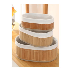 Bandejas de Almacenamiento Redondas de Bambú Natural, 3 Piezas, Modernas, Hechas a Mano, Ecológicas, para Uso en el Baño y Organización - Product Image 1