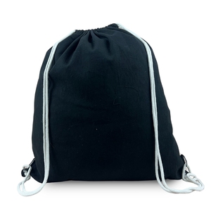 Sac à cordon de Jute en coton noir pour femmes sac à dos léger Durable sac de sport sac à provisions fourre-tout mode sac de voyage cadeau - Product Image 5