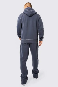 Último diseño hecho a medida traje de sudor puff impreso de gran tamaño sudaderas con capucha recortadas apiladas pantalón acampanado ropa de calle chándales para hombres - Product Image 3