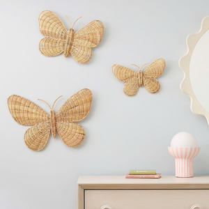Nuevo Juego de 3 Piezas de Decoración de Pared de Ratán con Forma de Mariposa 2026, Arte de Pared de Mimbre Tejido a Mano para Cuarto de Niños y Dormitorio - Product Image 4
