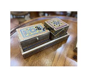 Attractive Design Mabkhars Burner With Oud <b>Box</b> And Tray Set Of Two Wooden Arabian Bakhoor Burner For Sale - Product Image 3
