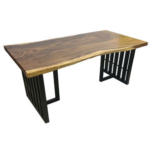 โต๊ะอาหารไม้เนื้อแข็งทำมือ 80x160 ซม. ขาเหล็กหนา 5 ซม. - Product Image 1